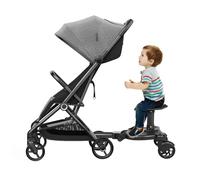 Buggy Board avec siège, planche de poussette de qualité supérieure avec réglage de la hauteur en longueur, design à deux roues à 360°, planche debout universelle, accessoires de poussette pour 3 à 7