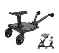 Buggy Board pour toutes les poussettes, buggy board avec siège, marchepied pour poussette universelle, design à deux roues à 360°, planche pour enfants de 2 à 7 ans, poids de 25 kg