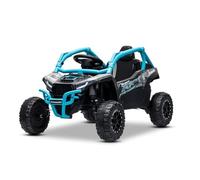 Buggy électrique enfant 12V Kawasaki TERYX KRX 1000, bleue, monoplace, télécommande 2,4 GHz, batterie lithium, 2x 25W moteurs, véhicule voiture electrique 3-6 ans, MP3/USB/AUX, Klaxon, Phare avant LED