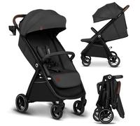 LIONELO INGRID Poussette jusqu'à 22 kg de 6 mois à 4 ans Grandes roues pivotantes à 360° Suspension totale Pliable d'une seule main Dossier et repose-pieds réglables Grand auvent XXL (Grey)