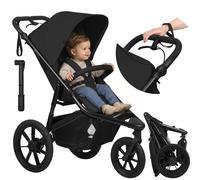Lionelo Poussette bébé de jogging Azura – 3 roues, 6 mois–22 kg, dossier réglable (Black)