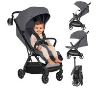Poussette Ultra-compacte LIONELO Bess - Compatible avion - Léger - Pliage rapide - Jusqu'à 4 ans - Gris