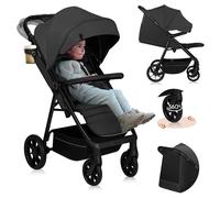 Lionelo Poussette canne MIRA – Jusqu'à 22 kg, roues pivotantes 360°, auvent XXL UPF50+ Gris