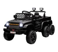 AIYAPLAY Voiture électrique enfant, buggy électrique enfant 6 roues modes 4x4 et 2x2, télécommande 2,4G, 2 moteurs 12 V, 3 vitesses, remorque arrière, musique, klaxon lumières LED, 122x62,5x65cm, noir