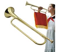 Bugle Trompette - Laiton Plaqué Or 47x11cm | Klaxon de Cavalerie B Flat - Instrument de musique rétro en laiton - Trompette standard pour groupe d'école, orchestre de cavalerie, fanfare