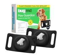 BugMD Paw Guardian Lot de 2 pendentifs anti-puces et tiques avec support AirTag - Prévention des puces et des tiques à base de plantes pour chiens et chats - Collier et support de suivi GPS pour chats