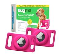 BugMD Paw Guardian Lot de 2 pendentifs anti-puces et tiques avec support AirTag - Prévention des puces et des tiques à base de plantes pour chiens et chats - Collier et support de suivi GPS pour chats