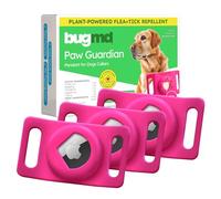 BugMD Paw Guardian Lot de 3 pendentifs anti-puces et tiques avec support AirTag - Prévention des puces et des tiques à base de plantes pour chiens et chats - Collier et support de suivi GPS pour chats
