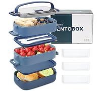 Bugucat Bento Box 2400ML, 3 in 1 Boite Bento Plastique PP Lunch Box Boîte à Repas en Plastique pour Enfant Adulte, Bento Boîte à Déjeuner Sécurité Anti-Fuite Écologique Hermétique Boîtes Bento
