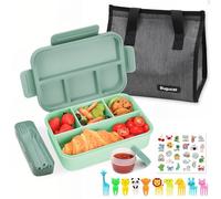 Bugucat Boîte à bento de 1300 ml avec sac à déjeuner, boîte à déjeuner pour enfants et adultes avec couverts, boîtes à goûter avec boîte à sauce et 10 fourchettes à fruits, boîte à bento avec