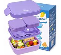 Bugucat Boîte à déjeuner 1300 ml pour enfants avec compartiments et couverts, boîtes à goûter étanches pour adultes, boîtes bento pour école, maternelle, bureau, micro-ondes, lave-vaisselle, violet