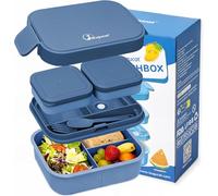 Bugucat Boîte à déjeuner de 1300 ml, pour enfants avec compartiments et couverts, boîtes à goûter étanches pour adultes, boîtes bento pour école, maternelle, bureau, micro-ondes et lave-vaisselle