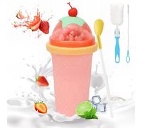 Bugucat Gobelet Slushy Maker Slushie 350 ml, gobelet à presser en silicone avec paille et cuillère 2 en 1, machine à slushi portable, rose