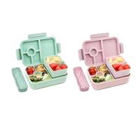 Bugucat Lunch Box 1300ML 2Set,Anti-Fuite Lunchbox Bento Box avec 5+2 Repas Compartiments Boîtes Bento avec Couverts,Boite a Lunch Box Isotherme Adulte Enfant Pour Pique-Niques Travail École,Vert,Rose