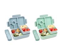 Bugucat Lunch Box 1300ML 2Set, Anti-Fuite Lunchbox Bento Box avec 5+2 Repas Compartiments Boîtes Bento avec Couverts,Boite a Lunch Box Isotherme Adulte Enfant Pour Pique-Niques Travail École,Bleu,Vert