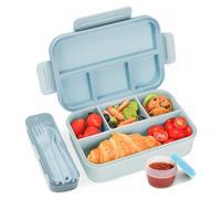 Bugucat Lunch Box 1300ML, Anti-Fuite Boîte à Déjeuner Bento Box avec 4 Compartiments Boîtes Bento avec Couverts, Boîte à Déjeuner en Plastique Adulte et Enfant Pour, Pique-Niques Travail École