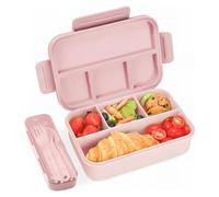 Bugucat Lunch Box 1300ML, Anti-Fuite Boîte à Déjeuner Bento Box avec 4 Compartiments Boîtes Bento avec Couverts, Boîte à Déjeuner en Plastique Adulte et Enfant Pour, Pique-Niques Travail École