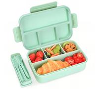 Bugucat Lunch Box 1300ML, Anti-Fuite Boîte à Déjeuner Bento Box avec 4 Compartiments Boîtes Bento avec Couverts, Boîte à Déjeuner en Plastique Adulte et Enfant Pour, Pique-Niques Travail École