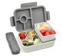 Bugucat Lunch Box 1300ML, Anti-Fuite Lunchbox Bento Box avec 5+2 Repas Compartiments Boîtes Bento avec Couverts, Boite a Lunch Box Isotherme Adulte Enfant Pour Pique-Niques Travail École,Gris
