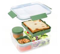 Bugucat Lunch Box 1600 ml, Travail de Camping Bento Box, Adultes et Enfants Boîte à Repas, Scellé Étanche Boîte à Déjeuner, avec Compartiment et Boîte à Sauce Boîtes Bento,Vert