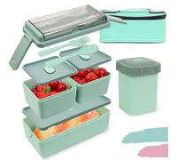 Bugucat Lunchbox 1400ML 4PCS, Boîte à Bento Boîte à Déjeuner Bento Box Avec 3 Compartiments et Couverts,Boite Bento pour Chauffage au Four à Micro-ondes, Boîte à Repas en Plastique pour Enfant Adult
