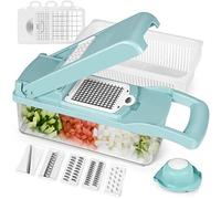 Bugucat Mandoline Cuisine 8 in 1, Coupe Legumes Manuel Acier Inoxydable, Multifonction Trancheuse Frites Carotte Patate Concombre Fruits Viande Congelée Inclut 3 Inserts Brosse de Nettoyage