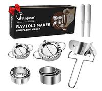 Bugucat, Pâte Maker 11 Pièces en Acier Inoxydable - Fabricant de Ravioli, Outil de Cuisine Multifonction, Manuelle, Accessoires de Pâtisserie Inclus, Helles Silber