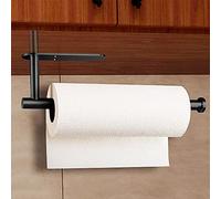 Bugucat Porte Sopalin, Support Essuie Tout Mural ou Auto-Adhésif,Porte Rouleau Papier Cuisine Acier Inoxydable. Porte Essuie Tout de Cuisine sous l'armoire, Support Sopalin Pas de Perçage, Noir Mat