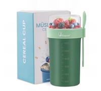 Bugucat Tasse à Yaourt 760ml+230ml, Coupe de Yaourt Tasse de Céréales avec Couvercle et Cuillère, Anti-Fuite Boite Yaourt Coupe de Muesli avec Récipient à Sauce,Gobelet à Céréales pour le Travail