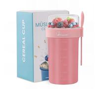 Bugucat Tasse à Yaourt 760ml+230ml, Coupe de Yaourt Tasse de Céréales avec Couvercle et Cuillère, Anti-Fuite Boite Yaourt Coupe de Muesli avec Récipient à Sauce,Gobelet à Céréales pour le Travail