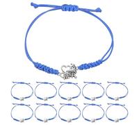 BUGUUYO 12 Bracelets Tressés Faits Main Bleu Saison de Championnat, Réglables en Corde Cirée, pour Événements de Cheerleading et Affichage d'Esprit d'Équipe