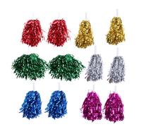 BUGUUYO 12 Pièces Pompons de Cheering à Poignée Droite Léger et Brillant pour Garçon Fille et Compétitions Sportives Pompons de Danse Colorés pour Esprit Équipe et Événements