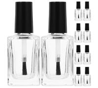 BUGUUYO 15pièces Lot de Flacons à Vernis Transparent avec Pinceau Noir Bouteille Verre Ouverture Facile et Étanche pour DIY et Rangement à Ongles