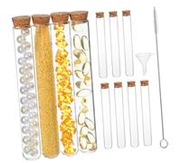 BUGUUYO 16pièces Tubes Verre Avec Bouchons Liège Lot De Tubes à Essai Transparents Avec Brosse Et Entonnoir Pour Expériences