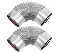 BUGUUYO 2 coudes de conduit de sécheuse : connecteur de tube en acier inoxydable - tuyau de cheminée double couche à 90 degrés pour conduit de ventilation, poêle à bois intérieur et cheminée.