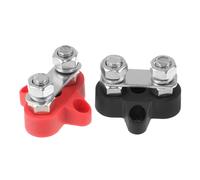 BUGUUYO 2 pièces Bloc de Distribution à Double Borne Barre de Jonction Électrique Robuste pour Batterie Bornes Vis Rouge et Noir Connecteurs pour Automobile Bateau et Camping