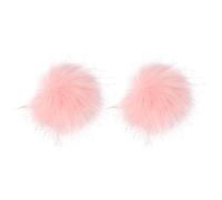 BUGUUYO 2 Pièces Boule de Laine Artificielle Simulée 8-9cm, Rose | Fausse Fourrure Douce, Attache Élastique Cachée et Tige à Pin, Déco DIY pour Chaussures et Bonnets