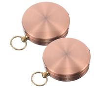 BUGUUYO 2 Pièces Boussole Vintage en Cuivre avec Couvercle Rabattable, Lot de 2 Boussoles de Poche Compactes pour Randonnée, Orientation et Camping en Extérieur, Accessoires de Navigation