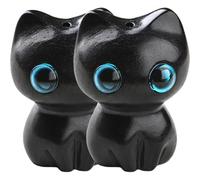 BUGUUYO 2 Pièces Breloque Chat en Bois Foncé, Décorative pour Paquet | Mini Figurine Créative, Usage DIY et Micro Paysage, Chaîne Téléphone, Artisanat, Style Délicat