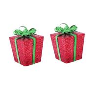 BUGUUYO 2 Pièces Coffret LED De Noël Décoration Ornements Empaqueter Dirigé Clinquant Présente Ornement De Bureau Décor De Fond De Sapin De Noël Le Fer