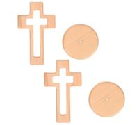 BUGUUYO 2 Pièces Croix de Table Chrétienne en Bois Creux avec Socle | Ornement Khaki à Grain Visible, Usage Prière Personnelle et Église, Pièce Posée ou Suspendue