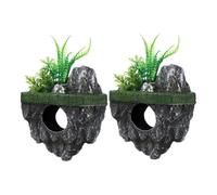 BUGUUYO 2 pièces Décor Flottant Aquarium Résine Résistante Cachette Réaliste Forme de Roche Centre Île pour Aquarium Betta et Eau Douce Décoration Naturelle