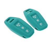 BUGUUYO 2 Pièces Lot Coques Silicone Vert Foncé pour Télécommande Auto Boutons Compatible Modèle Protection Antidérapante et Résistante Étui Précis pour Clés Principales et Secours