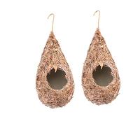 BUGUUYO 2 Pièces Nid D'oiseau Simulé à l'herbe Nichoirs Jardin Petits Oiseaux Maisons d'oiseaux pour Le Jardin Nid d'oiseaux Oiseaux De Paille Nichoir pour Lieu Camarades Bambou