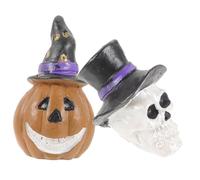 BUGUUYO 2 Pièces Ornement de Citrouille de crâne Horreur décor Mini Citrouille d'halloween Figurine néon Halloween Decoration Decor Halloween métier d'aquarium cachette de Poisson résine