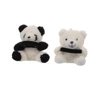 BUGUUYO 2 Pièces Panda Bear Plush Car Interior Decorations for Wiper Shift Handle Rearview Mirror Fit Stress Relief Auto Ornament Gift