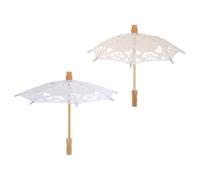 BUGUUYO 2 Pièces Parasol Dentelle Blanc Mini pour Photos Mariage Décoration Table Thé Accessoire Photographe Léger et Portable Lot