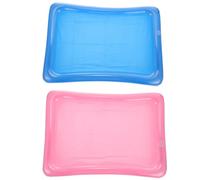 BUGUUYO 2 Pièces Plateau Gonflable Piscine en PVC Bleu, Bac à Glaçons Flottant Simple et Pratique pour Boissons, pour Fête au Bord Piscine