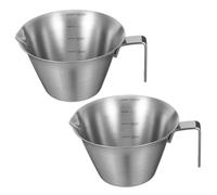 BUGUUYO 2 Pièces Tasse à Espresso Inoxydable avec Bec Verseur V et Poignée Double Échelle Précise pour Extraction de Café Lot de Résistance Corrosion Versement sans pour Amateurs et