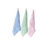 BUGUUYO 3pièces Lot De Serviettes Garçon Fille Coton Doux Petites Débarbouillettes Absorbantes Pour Visage Et Salive Serviettes Hygiène Garçon Fille Anti-bavure Couleurs Vert Bleu Rose Lav